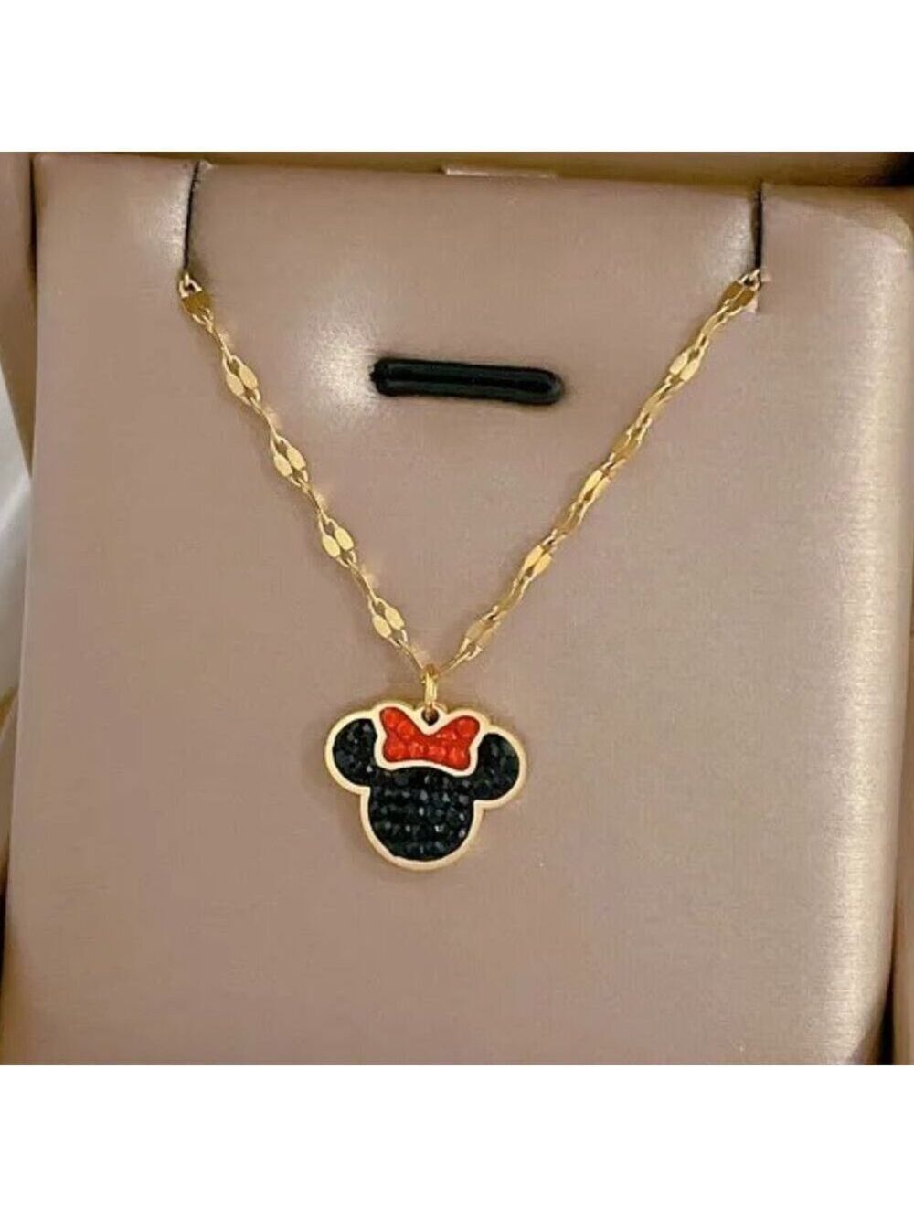 18K Gold Plated Stainless Steel Mouse Pendant Necklace – CZ Accent, Waterproof